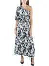 Elie Tahari Pineapple Womens Linen Blend One Shoulder Maxi Dress In Multi