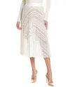 Elie Tahari Pleated Lace Skirt In White