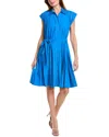 Elie Tahari Pleated Scallop Shirtdress In Blue