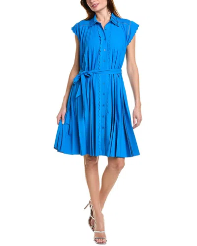 Elie Tahari Pleated Scallop Shirtdress In Blue