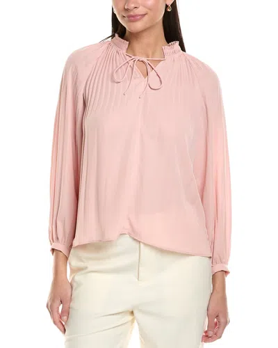 Elie Tahari Pleated Tie-neck Blouse In Pink