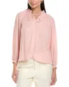 Elie Tahari Pleated Tie-neck Blouse In Pink