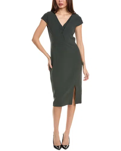 Elie Tahari Pleated V-neck Sheath Dress In Blue