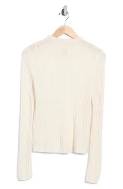 Elie Tahari Pointelle Funnel Neck Sweater In Neutral