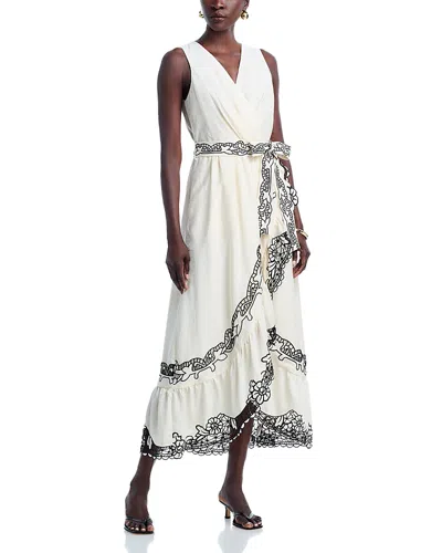 Elie Tahari Poppy Embroidered Maxi Dress In White