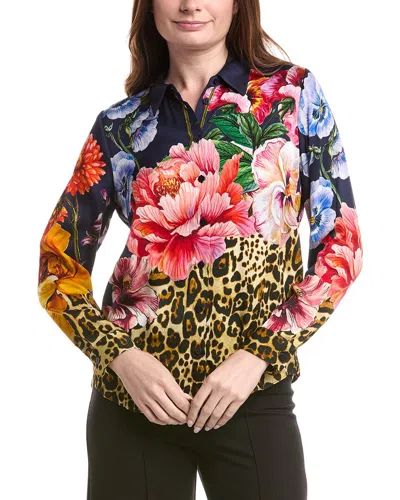 Elie Tahari Printed Silk-blend Blouse In Multi