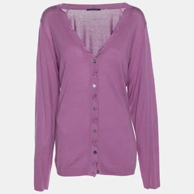 Elie Tahari Purple Stretch Silk Sammy Sweater In Pink