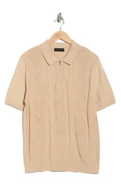Elie Tahari Quarter Zip Polo Sweater In Gold