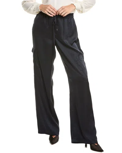 Elie Tahari Relaxed Satin Cargo Pant In Blue