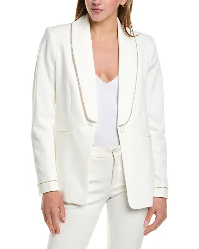 Elie Tahari Rhinestone Trim Blazer In White