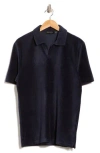 Elie Tahari Ribbed Velour Polo In Blue