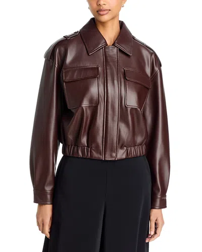 Elie Tahari Ruby Faux Leather Jacket In Rhapsody Brown