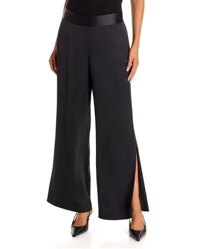 Elie Tahari Rylee Satin Split Hem Pants In Black