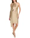 Elie Tahari Satin One-shoulder Mini Dress In Beige