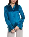 Elie Tahari Satin Silk Shirt In Blue