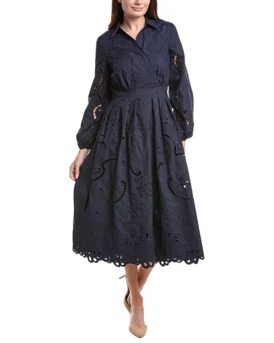 Elie Tahari Scallop Wrap Midi Dress In Black