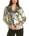 Elie Tahari Sequin Blouse In Metallic