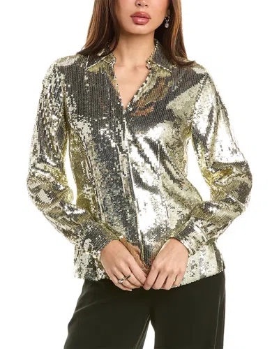 Elie Tahari Sequin Blouse In Metallic
