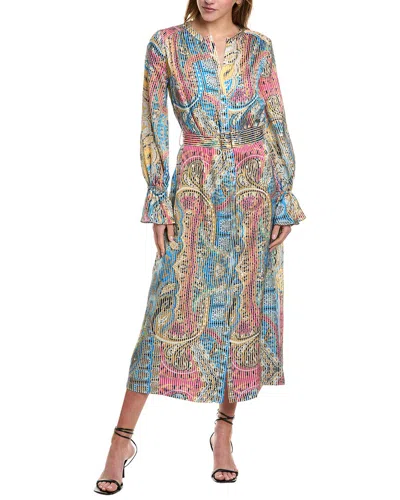 Elie Tahari The Jessica Striped Paisley-print Shirtdress In Blue