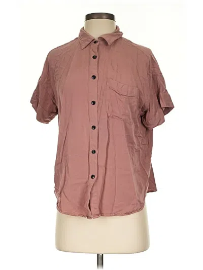 Pre-owned Elie Tahari Short Sleeve Button Down Shirt In Brown