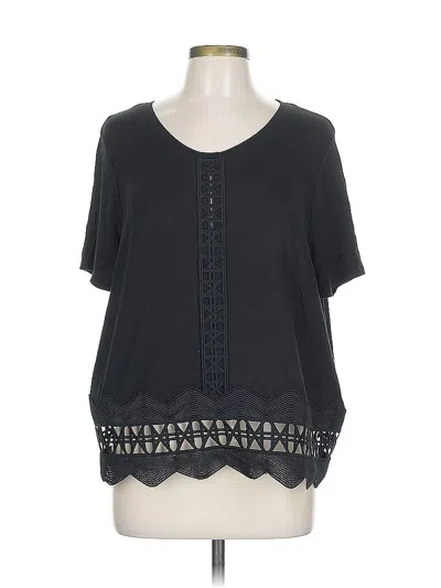 Pre-owned Elie Tahari Short Sleeve Top Black Keyhole Neckline Tops