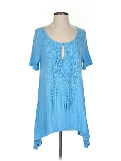 Pre-owned Elie Tahari Short Sleeve Top Blue V Neck Tops