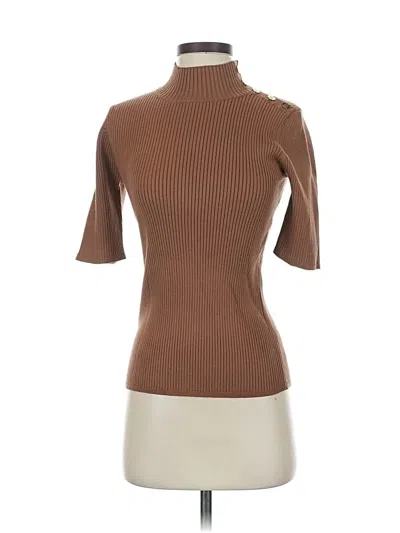 Pre-owned Elie Tahari Short Sleeve Turtleneck In Brown