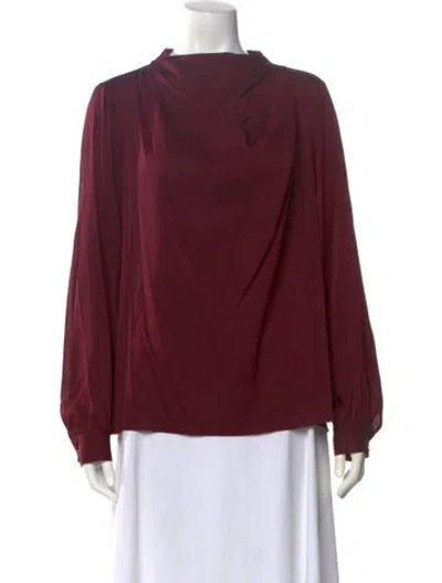 Pre-owned Elie Tahari Silk Cowl Neck Blouse W/ Tags In Burgundy