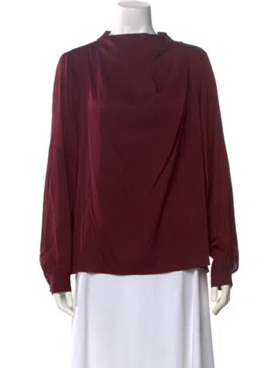Pre-owned Elie Tahari Silk Mock Neck Blouse W/ Tags In Burgundy