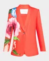 Elie Tahari Simone Floral-print Twill Blazer In Spring Memory