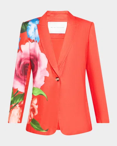 Elie Tahari Simone Floral-print Twill Blazer In Spring Memories