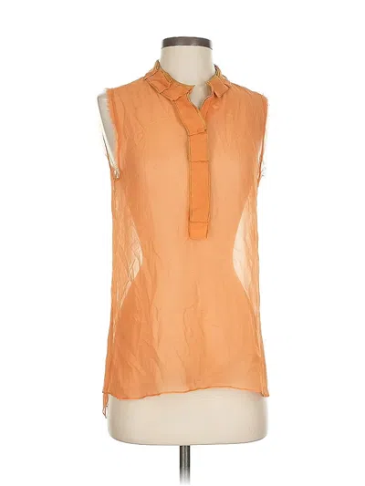 Pre-owned Elie Tahari Sleeveless Button Down Shirt In Orange