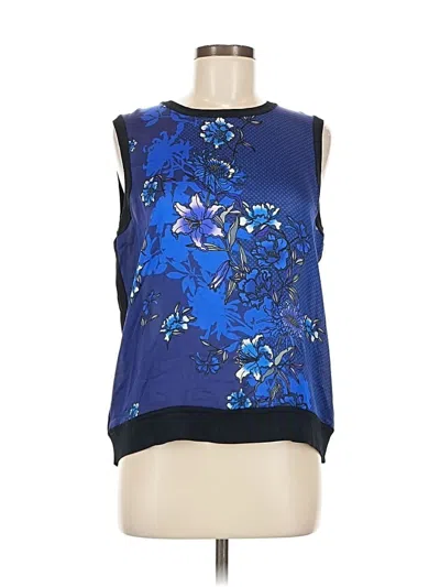 Elie Tahari Sleeveless Silk Top Blue Boatneck Tops In Black