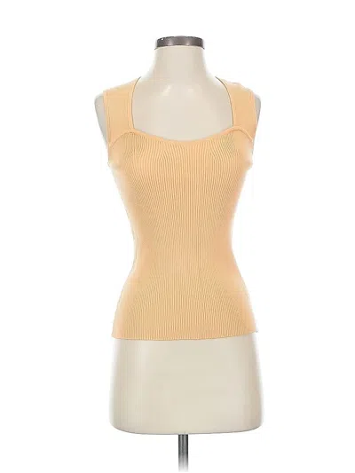 Pre-owned Elie Tahari Sleeveless Top Tan Halter Neckline Tops In Brown