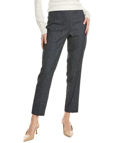 Elie Tahari Slim Linen-blend Pant In Blue