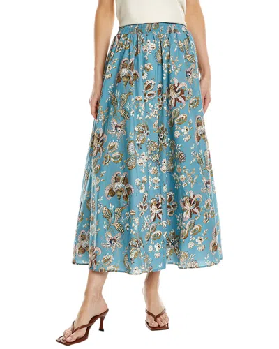 Elie Tahari Smocked Midi Skirt In Blue