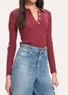 Elie Tahari Soft Ribbed Polo Sweater In Mulberry In Red