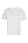 Shop Elie Tahari Stephanie Mixed Media Lace Inset T-shirt