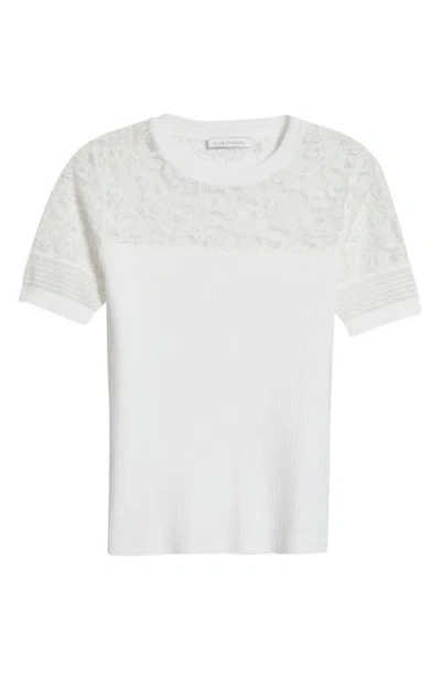 Elie Tahari Stephanie Mixed Media Lace Inset T-shirt