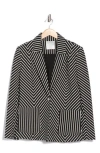 Elie Tahari Stripe Peak Lapel Cotton & Linen Blend Blazer