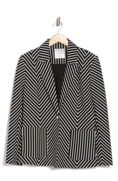 Elie Tahari Stripe Peak Lapel Cotton & Linen Blend Blazer