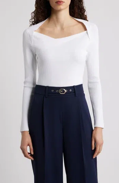Elie Tahari Sunny Queen Anne Neck Top In White