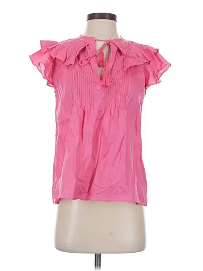 Pre-owned Elie Tahari Tank Top Pink Ruffles Neckline Tops