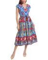 Shop Elie Tahari Tapestry Floral Midi Dress In Blue