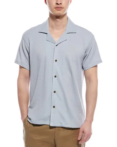 Elie Tahari Textured Cuban Shirt In Blue