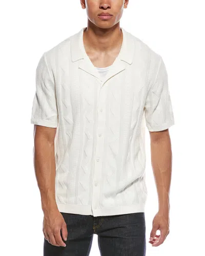 Elie Tahari Textured Knit Polo Shirt In White