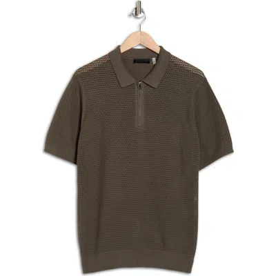 Elie Tahari Textured Quarter Zip Polo In Black