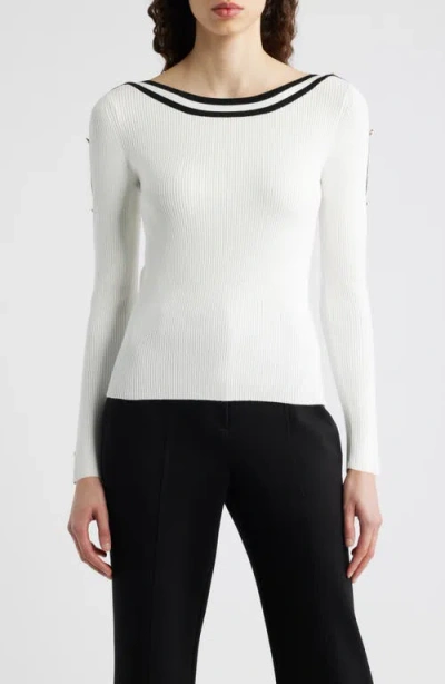 Elie Tahari The Abbie Rib Sweater In White