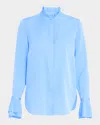 Elie Tahari The Adair Button-down Ruffle Blouse In Fountain Blue