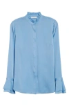 Elie Tahari The Adair Button-down Ruffle Blouse In Fountain Blue